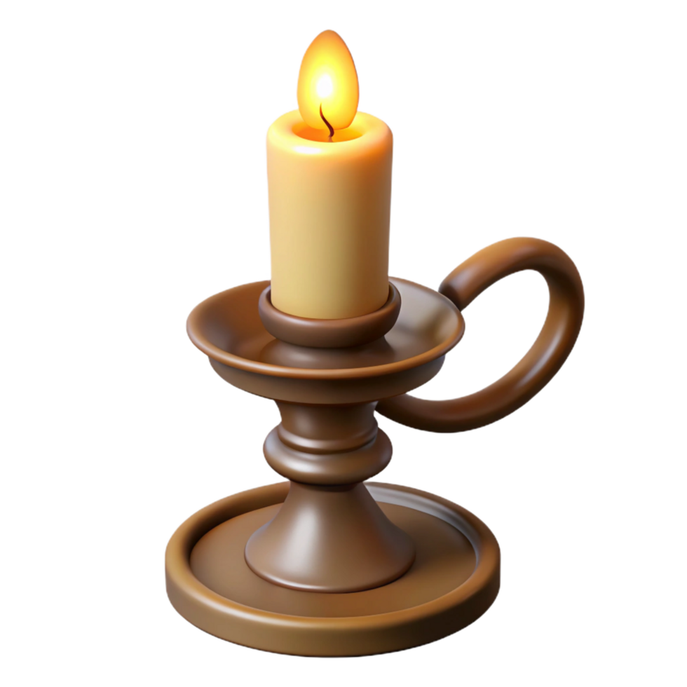 gorgeous unparalleled Photorealistic, isolated cutout of a vintage candlestick with a candle with Transparent Background png