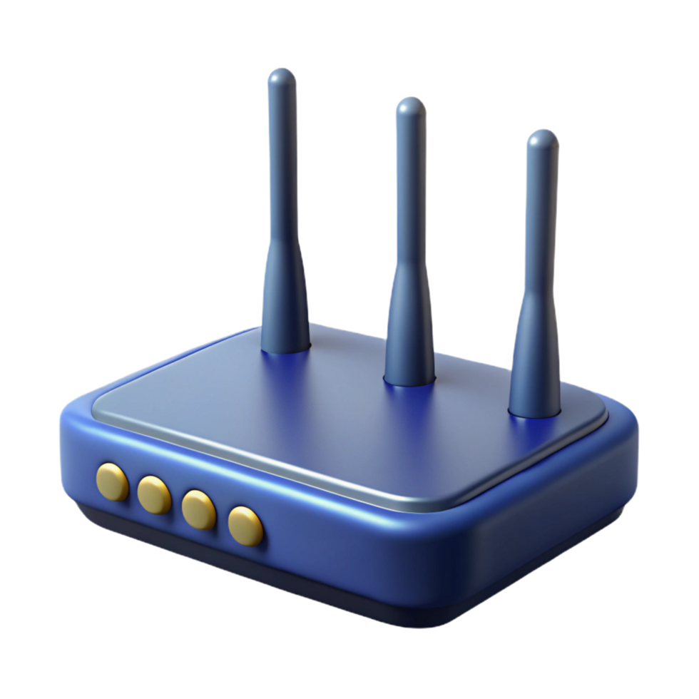 gorgeous remarkable Hyper-specific, isolated cutout of a single network router, photorealistic, professional render, ultra-detailed antenna placement with Transparent Background png