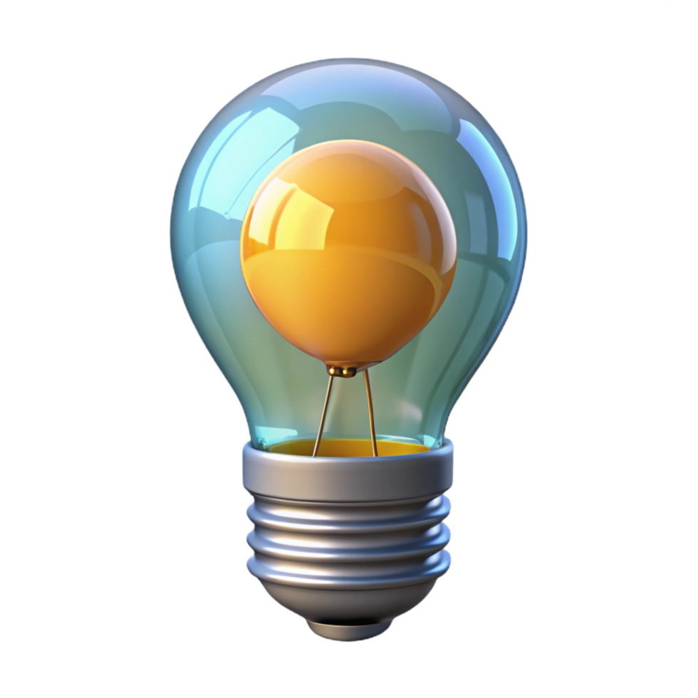 memorable vintage Concept art style, isolated cutout of a single, futuristic, energy-efficient lightbulb, ultra-detailed with Transparent Background high resolution png