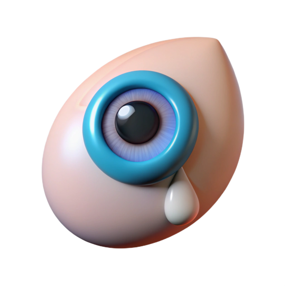 extraordinary dynamic creative Photorealistic isolated cutout of a human eye crying a single tear with Transparent Background genuine png