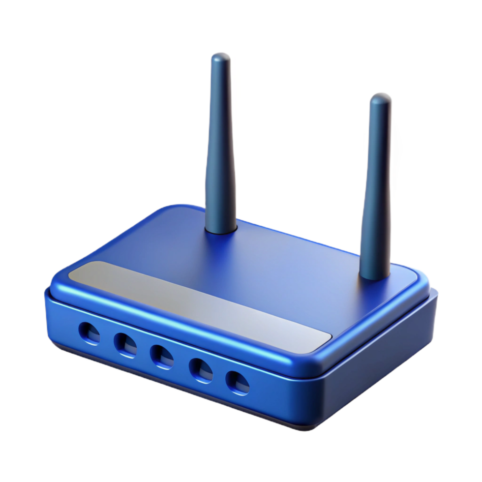 melancholic gorgeous Hyper-specific, isolated cutout of a single network router, photorealistic, professional render, ultra-detailed antenna placement with Transparent Background elite png