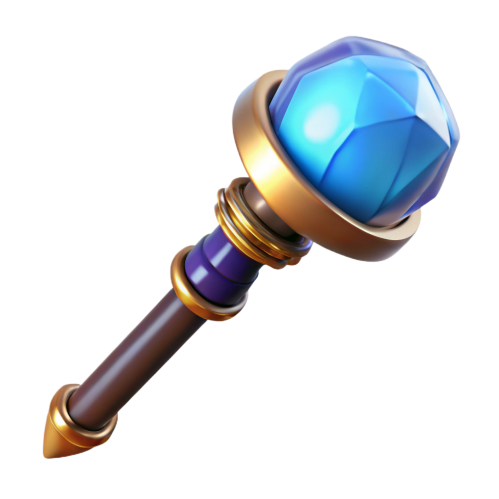 celebrated artistic A wizard's staff topped with a glowing crystal orb, with Transparent Background ultra HD png