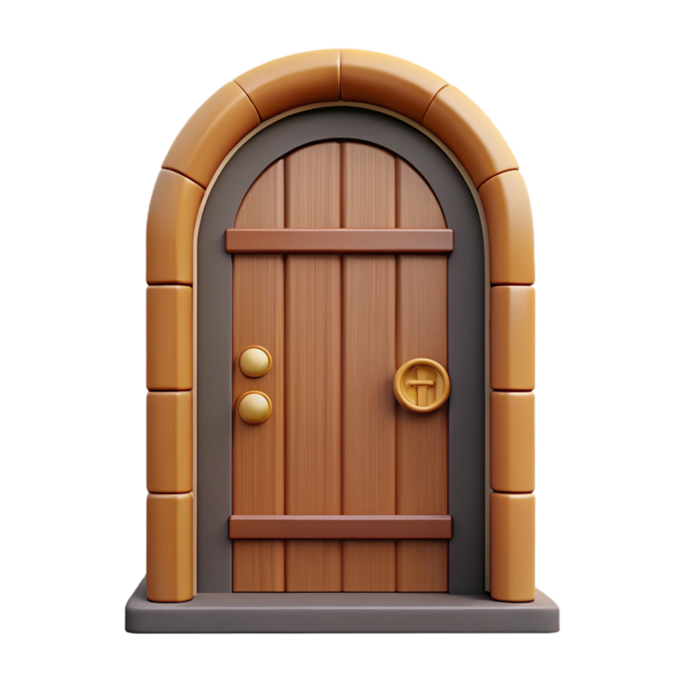 splendid art deco Traditional wooden front door, with Transparent Background sharp png