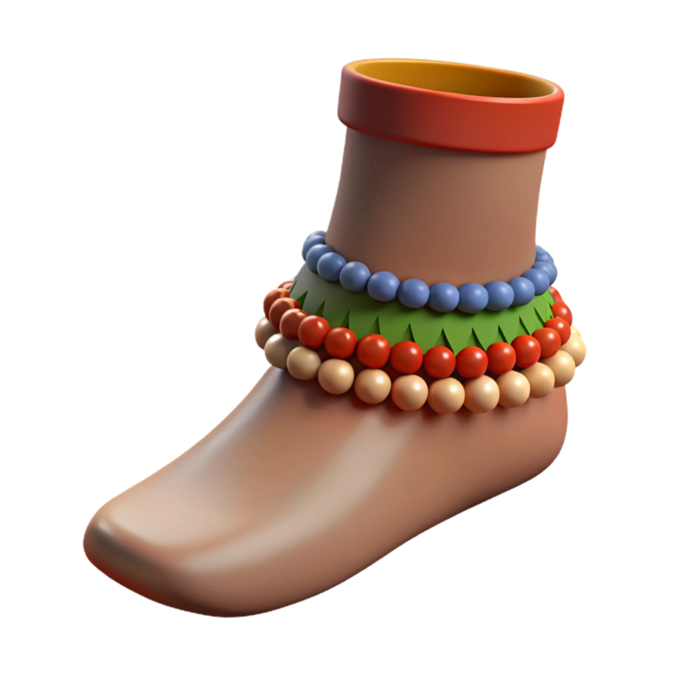intense alluring Ultra-detailed, photorealistic, isolated cutout of a tribal woman's beaded anklet with Transparent Background high resolution png