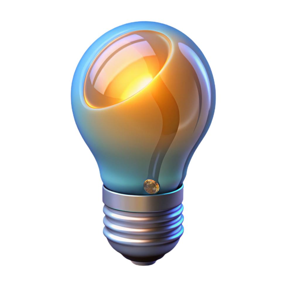 mesmerizing retro Ultra-detailed, photorealistic, professional render, isolated cutout of a futuristic, energy-efficient, light bulb emitting a soft glow with Transparent Background gallery standard png