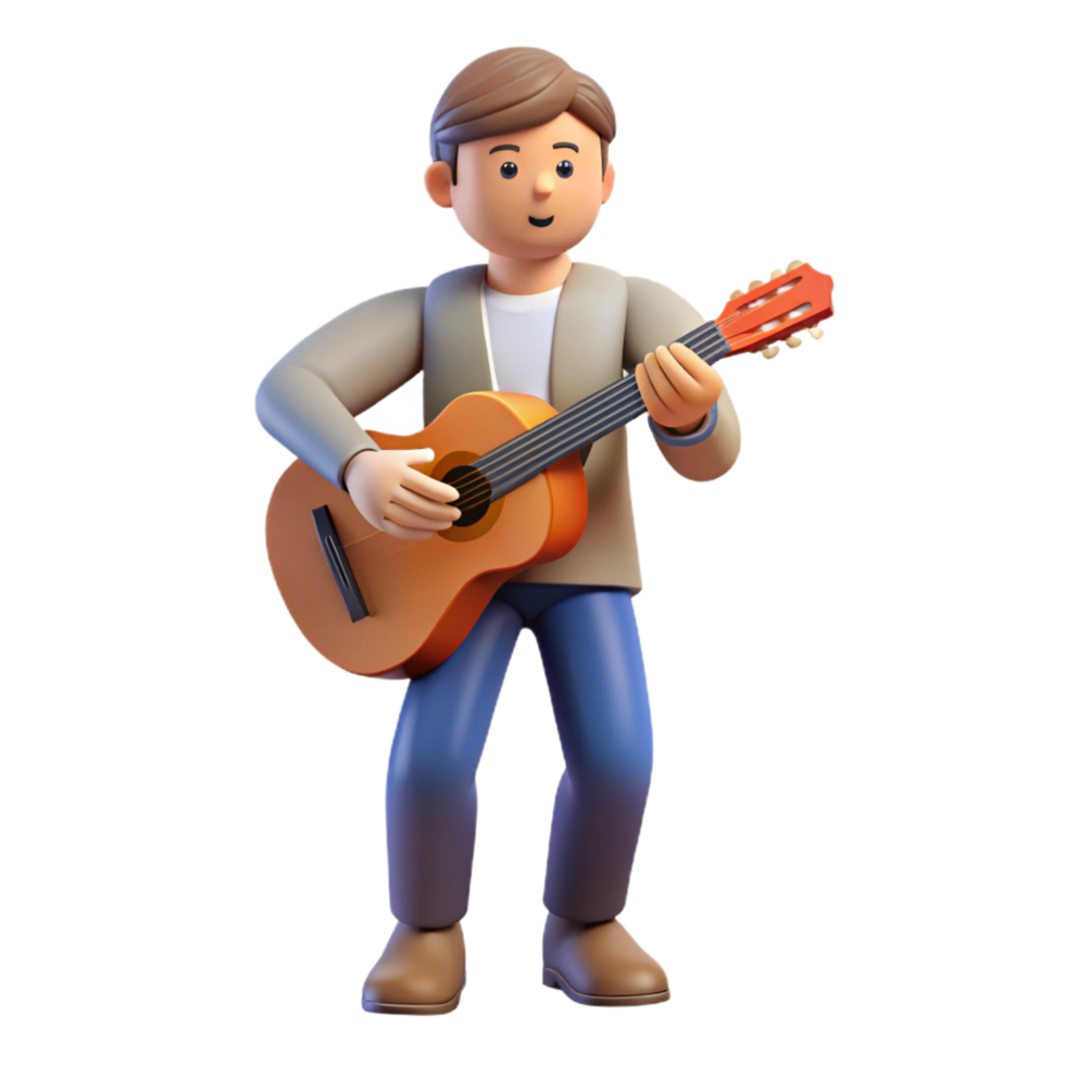 stunning celebrated Musician playing guitar with Transparent Background png