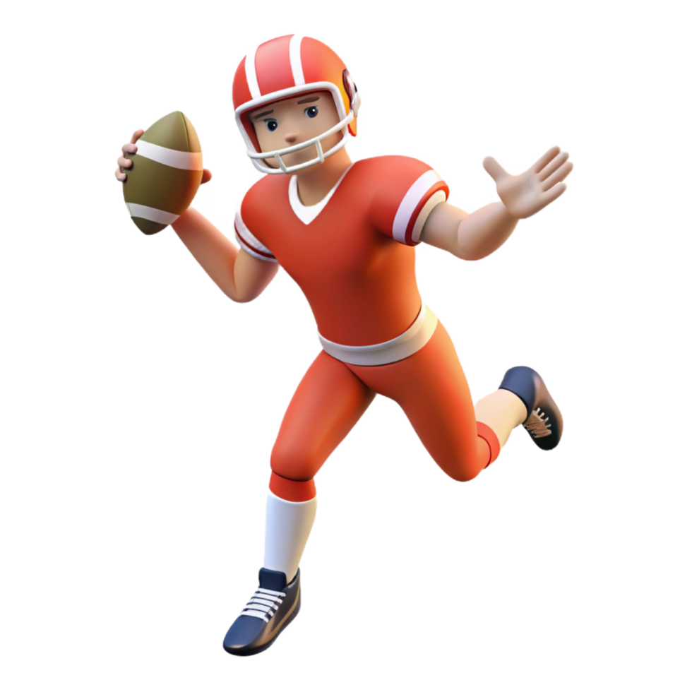 extraordinary distinctive Football player, throwing, with Transparent Background png