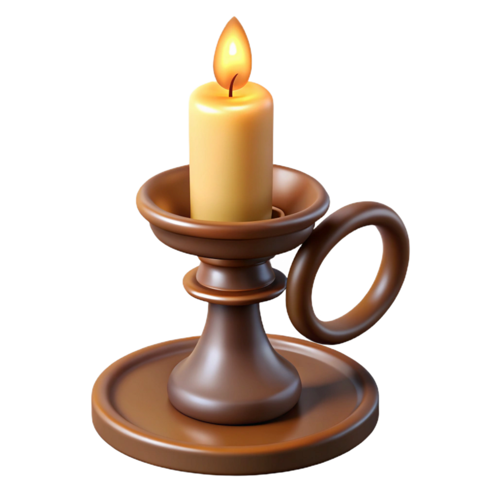magnificent quintessential Photorealistic, isolated cutout of a vintage candlestick with a candle with Transparent Background png