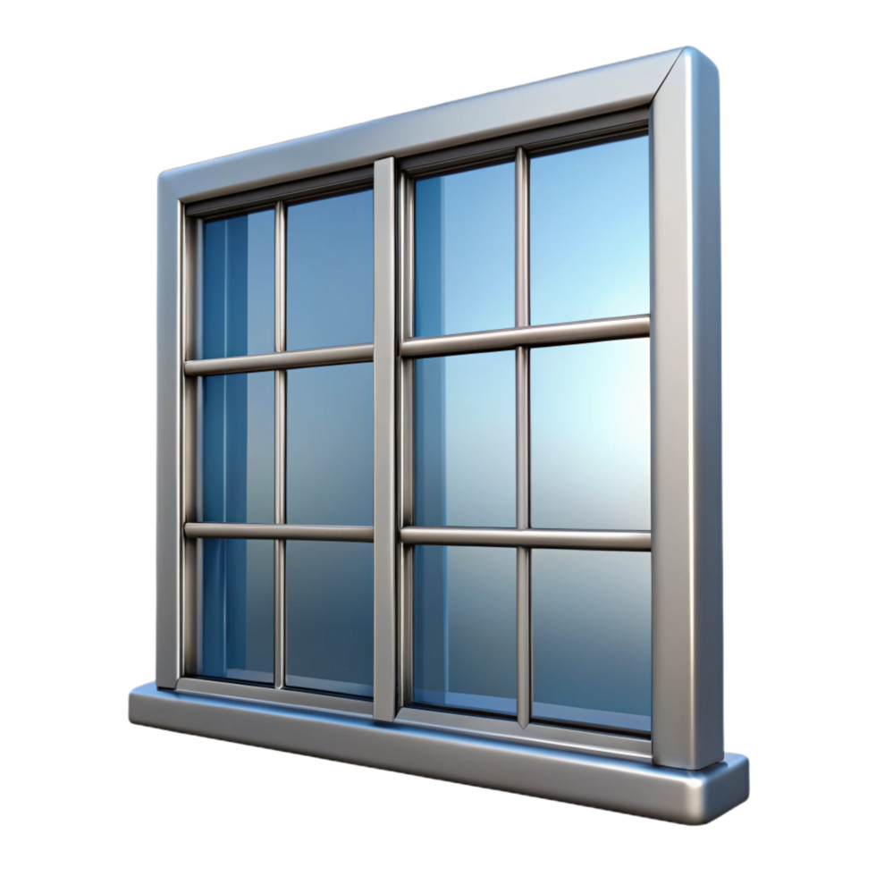 immaculate surreal Steel framed window with multiple panes, with Transparent Background precision png