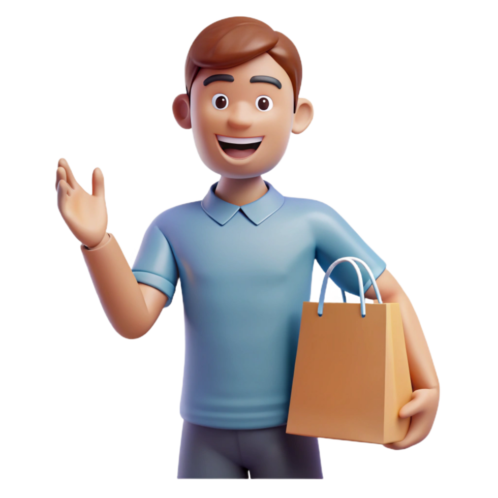 mesmerizing passionate tropical Happy customer holding a shopping bag invisible, with Transparent Background 4K png