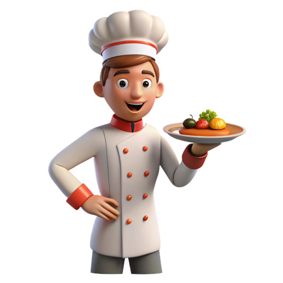hypnotic inspired Chef holding a plate of food, with Transparent Background png