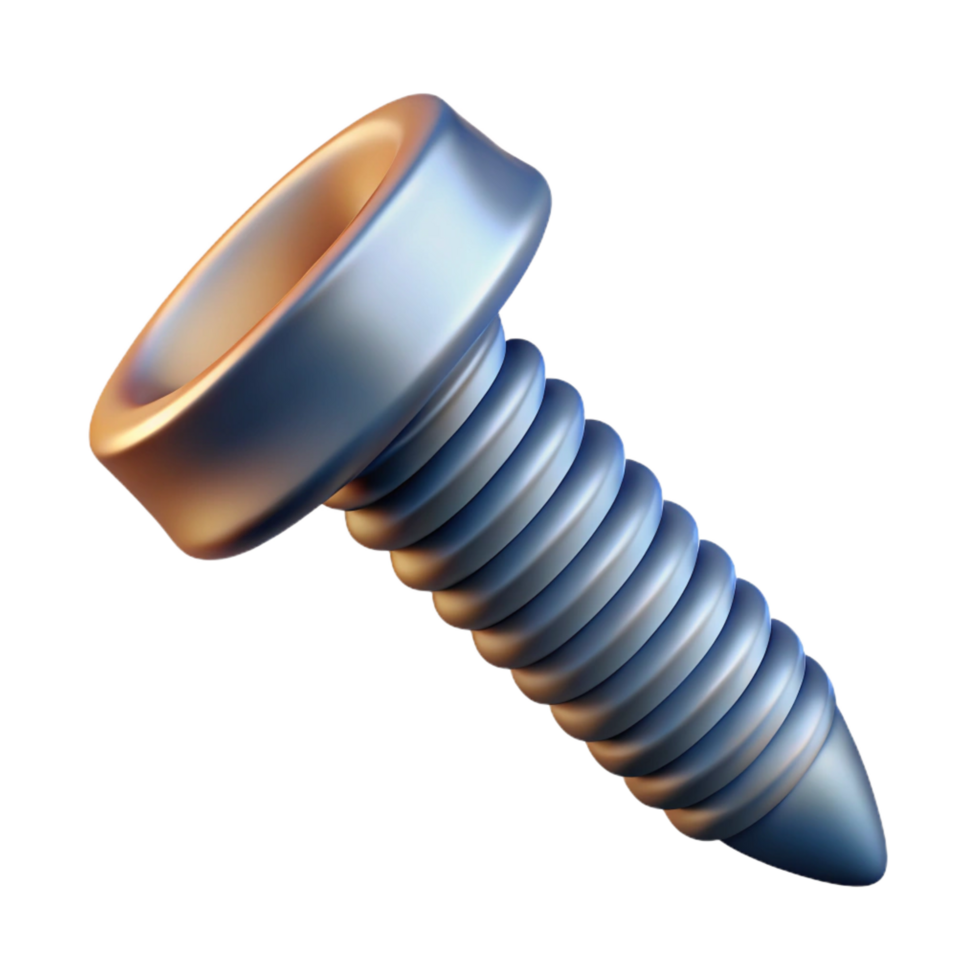 magnificent minimalist Concept art style, ultra-detailed render of a single screw, isolated cutout with Transparent Background premium png