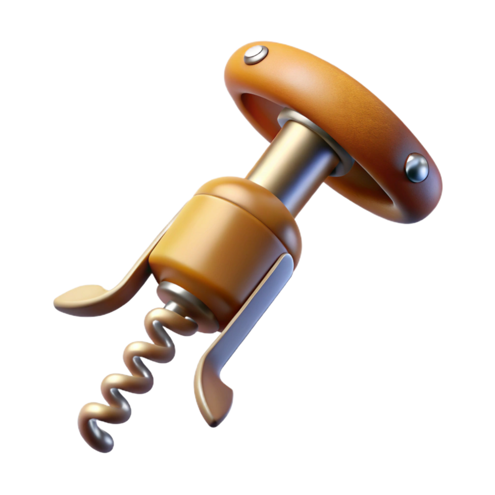 iconic futuristic Professional render, hyper-specific, isolated cutout of a vintage corkscrew with Transparent Background premium png