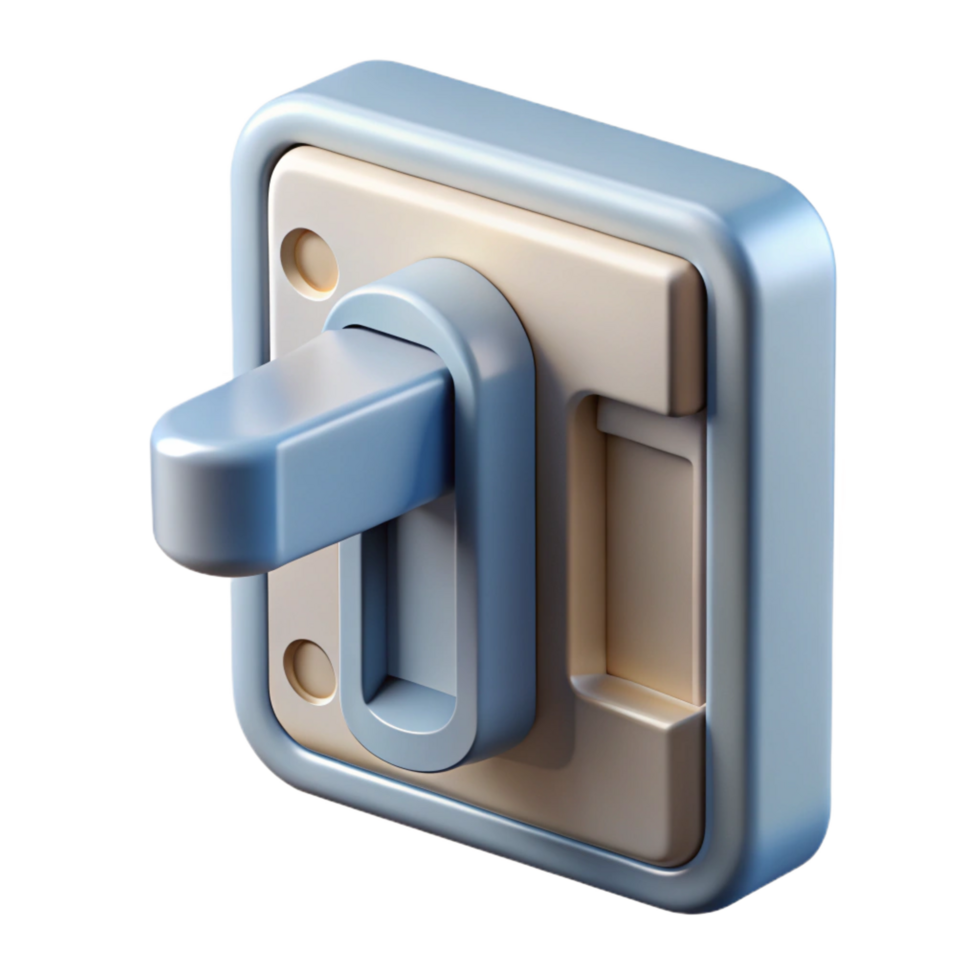 majestic distinctive Hyper-specific, professional render of a single, modern window latch with Transparent Background png