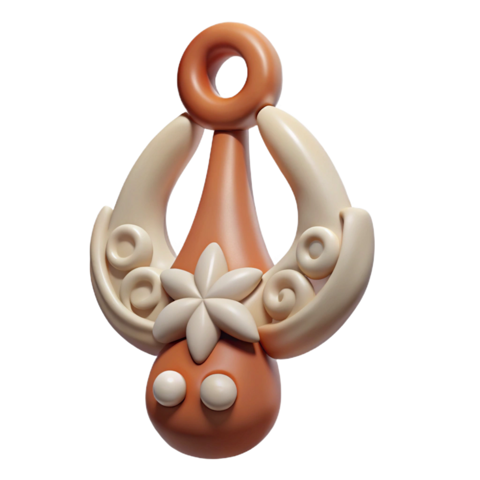 energetic pristine Photorealistic, ultra-detailed, isolated cutout of a tribal man's bone earring with intricate carvings with Transparent Background fine detail png