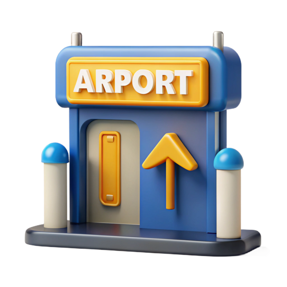 inspired impressionist Airport terminal gate sign, with Transparent Background genuine png