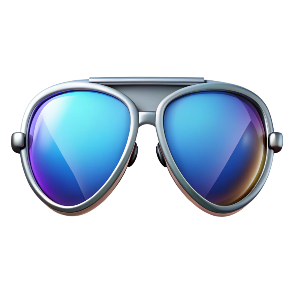 intense fascinating Ultra-detailed, concept art style, isolated cutout of a pair of mirrored aviator sunglasses with HUD display, hyper-specific with Transparent Background professional png