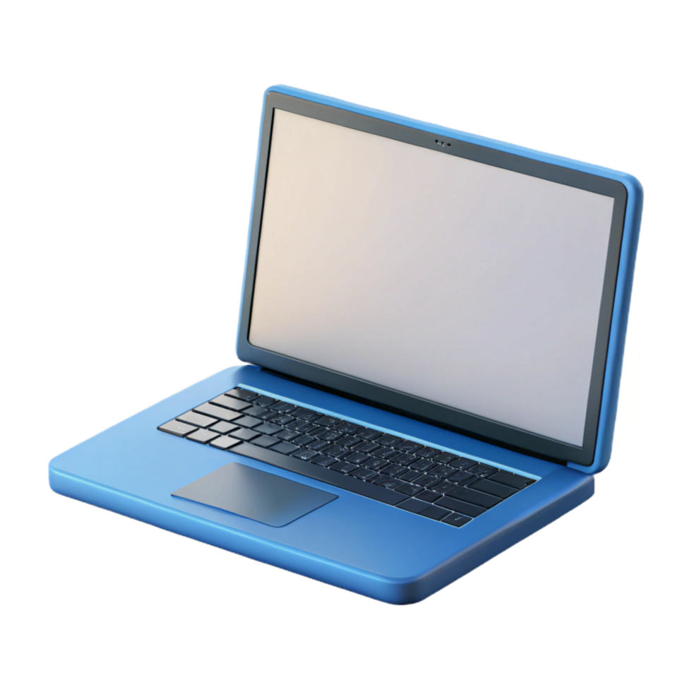 mysterious vibrant Laptop computer with blank screen with Transparent Background sharp png
