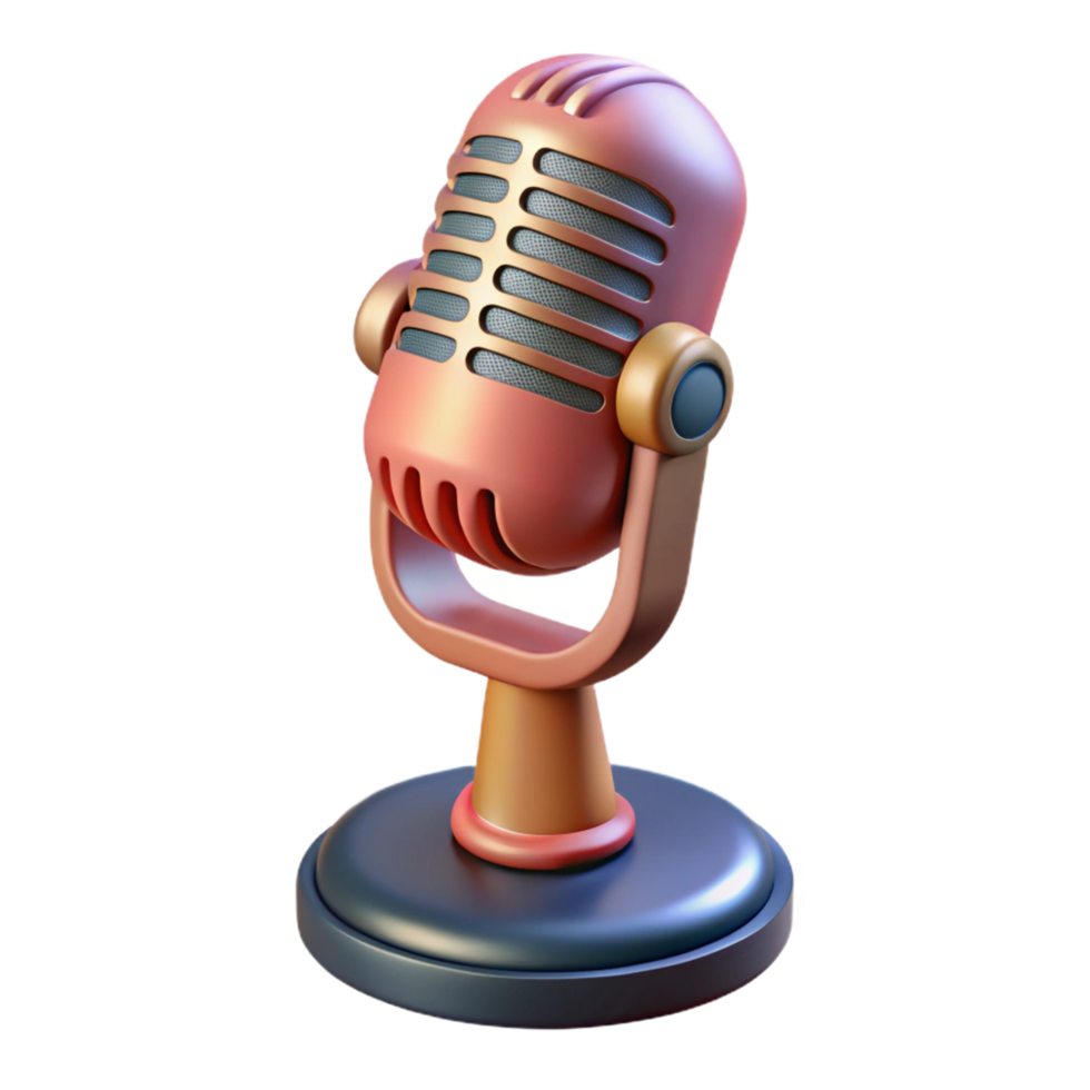 nostalgic breathtaking Professional render, hyper-specific, isolated cutout of a single vintage microphone with Transparent Background elite png