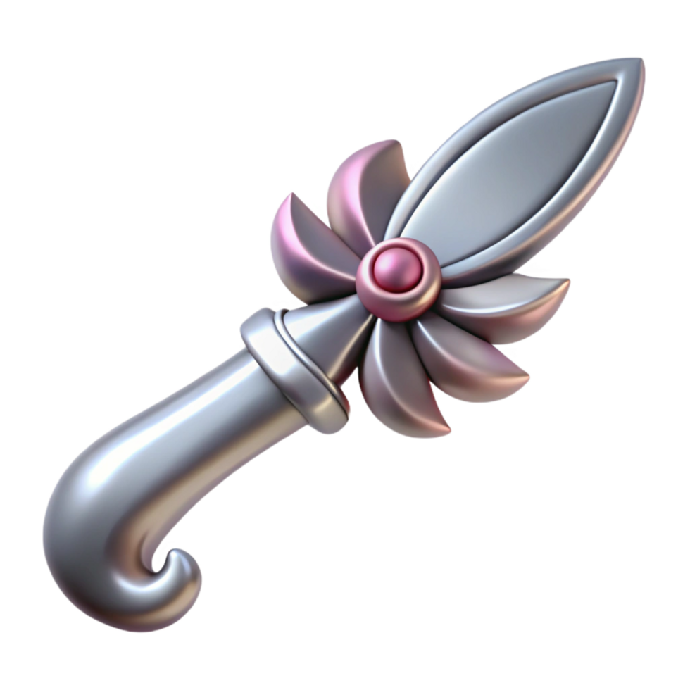 melancholic immaculate Hyper-specific, isolated cutout, concept art style of an Art Nouveau letter opener, silver, sinuous lines, stylized flower handle with Transparent Background gallery standard png