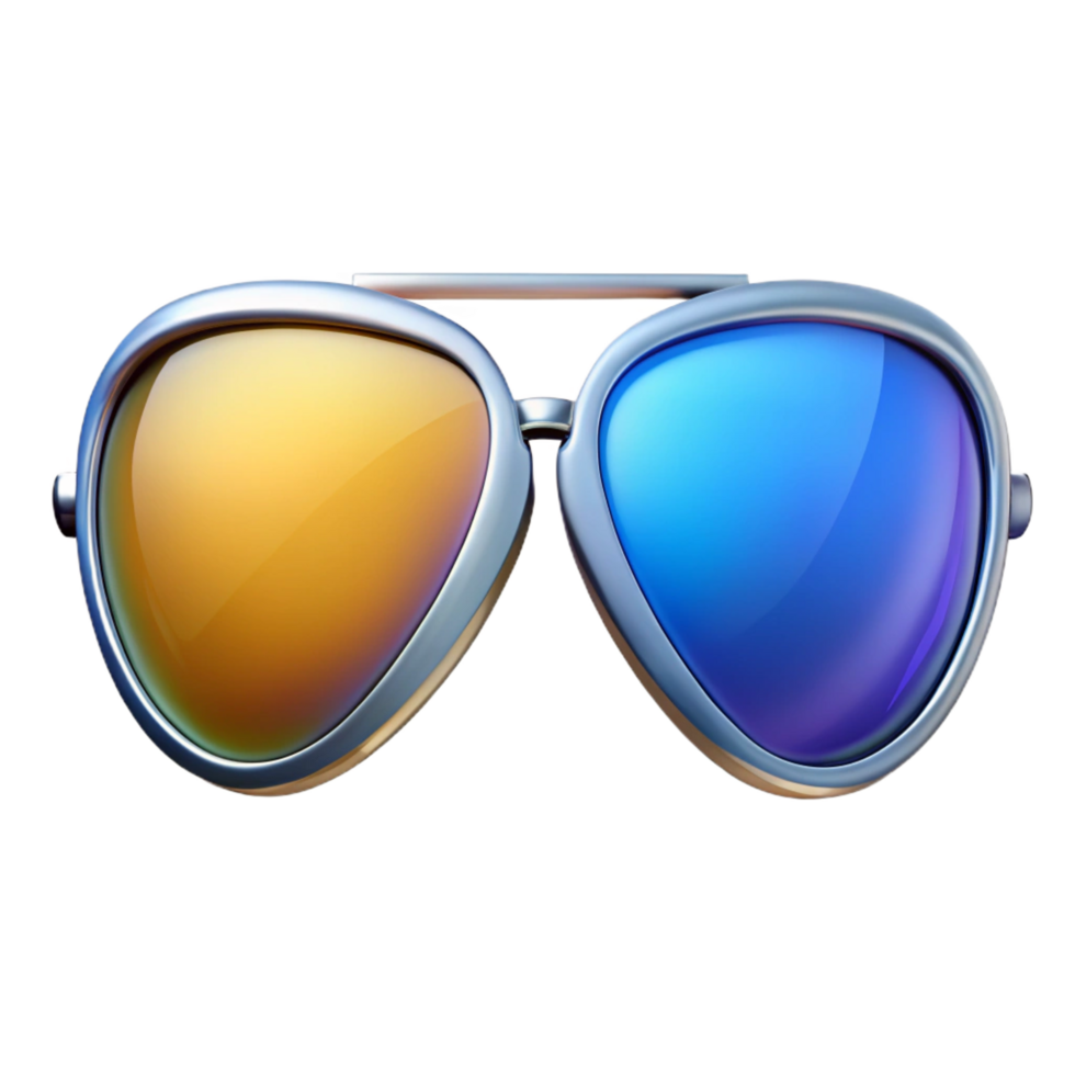 intense captivating Concept art style, isolated cutout, hyper-specific details of a pair of mirrored aviator sunglasses with integrated HUD with Transparent Background high resolution png
