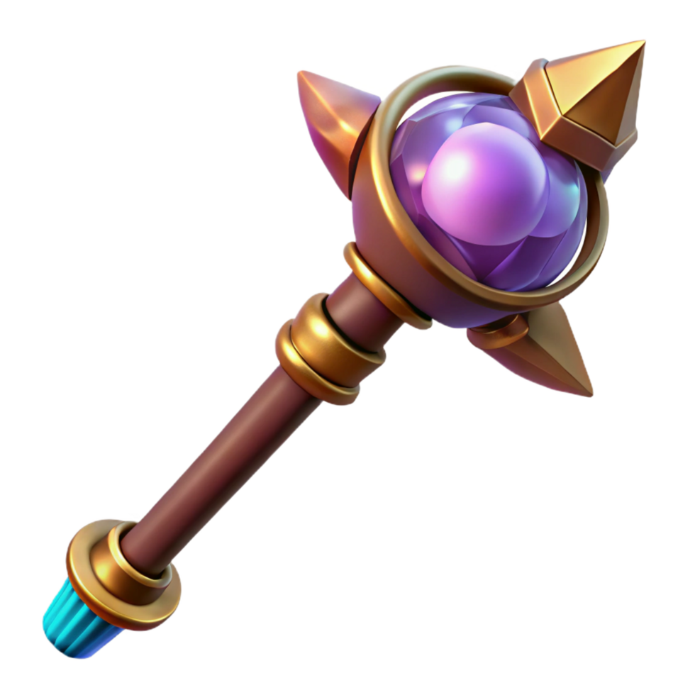 mesmerizing abstract A powerful wizard staff topped with a pulsating crystal orb with Transparent Background museum quality png