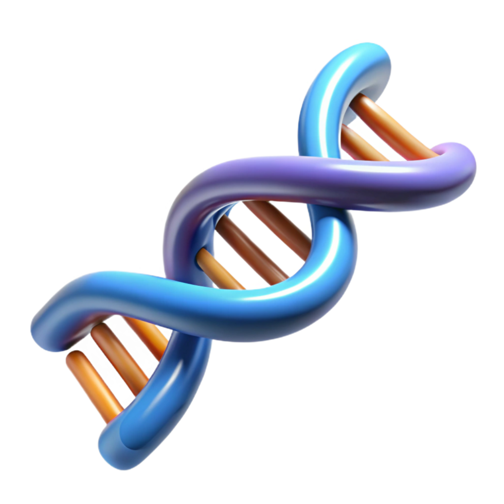 melancholic immaculate Photorealistic, hyper-specific professional render of a single, isolated, DNA double helix molecule with Transparent Background museum quality png