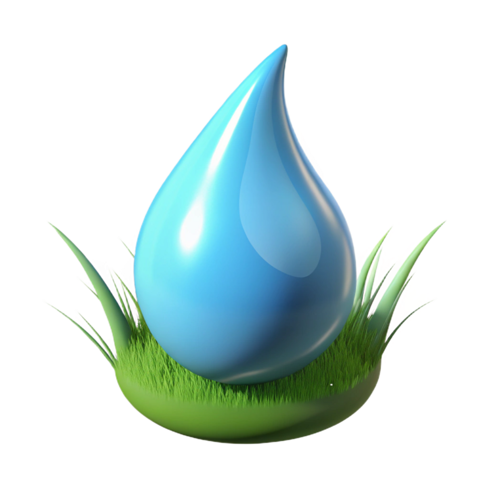 melancholic splendid Photorealistic, ultra-detailed isolated cutout of a single, wet raindrop clinging to a blade of grass with Transparent Background flawless png