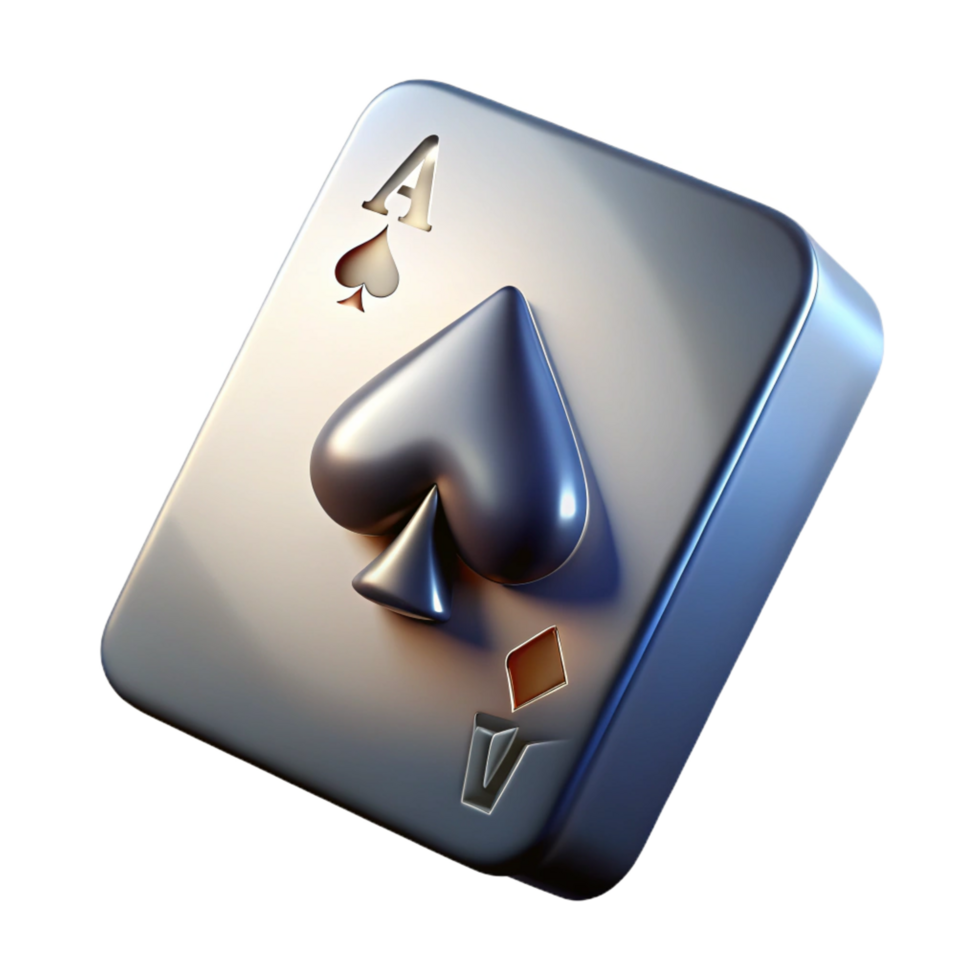 distinguished tropical Hyper-specific, photorealistic professional render of a single, levitating, single playing card Ace of Spades with Transparent Background authentic png