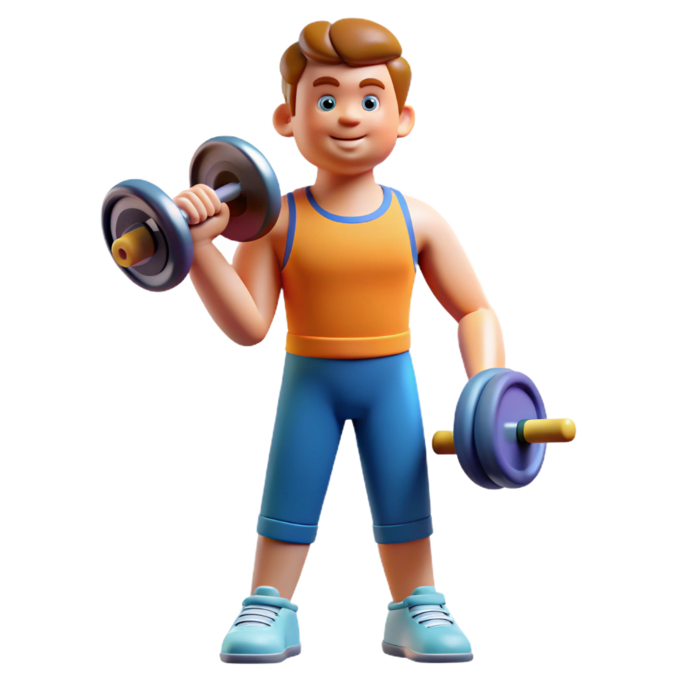 melancholic mesmerizing Energetic fitness trainer with weights, with Transparent Background expertly shot png