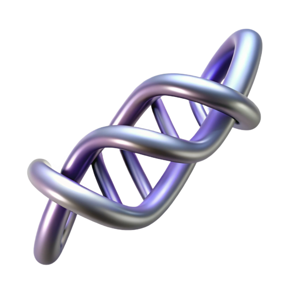 majestic futuristic Concept art style, professional render of a single, isolated, floating, DNA double helix, chrome Isolated cutout with Transparent Background premium png