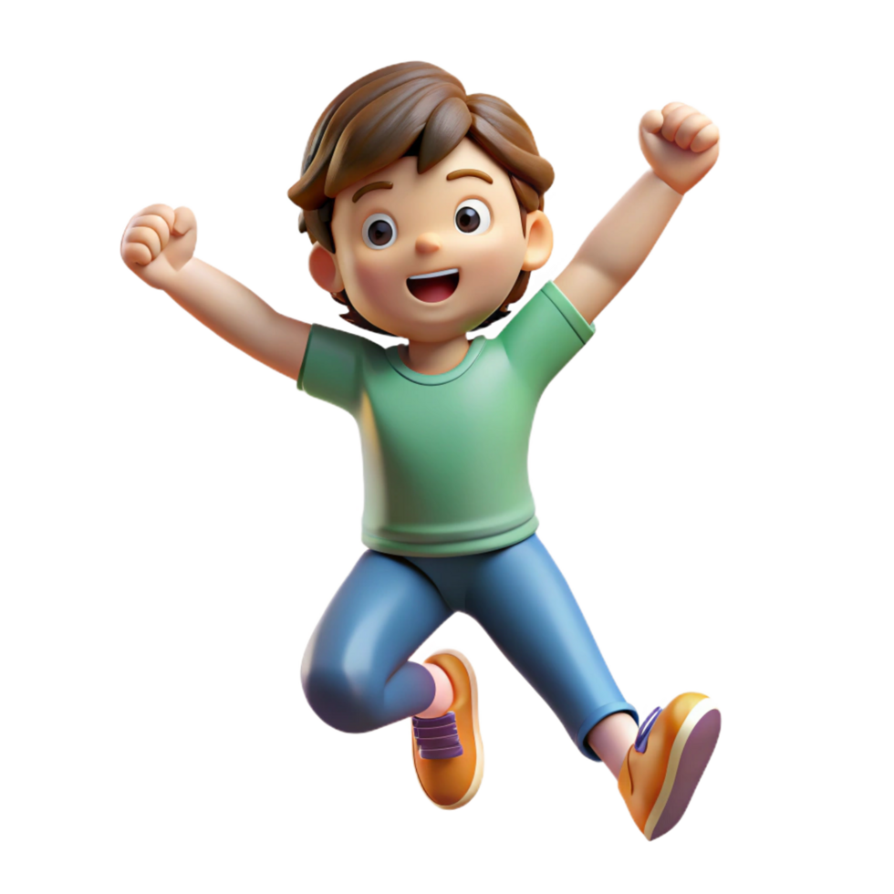 immaculate iconic Excited child jumping in the air, with Transparent Background png