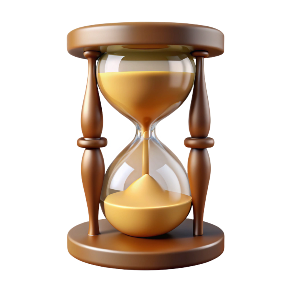 inspired modern A single, antique hourglass with falling sand, with Transparent Background impeccable png