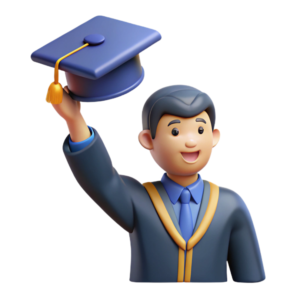 impressive bold industrial Graduate throwing their cap in the air, with Transparent Background exclusive png