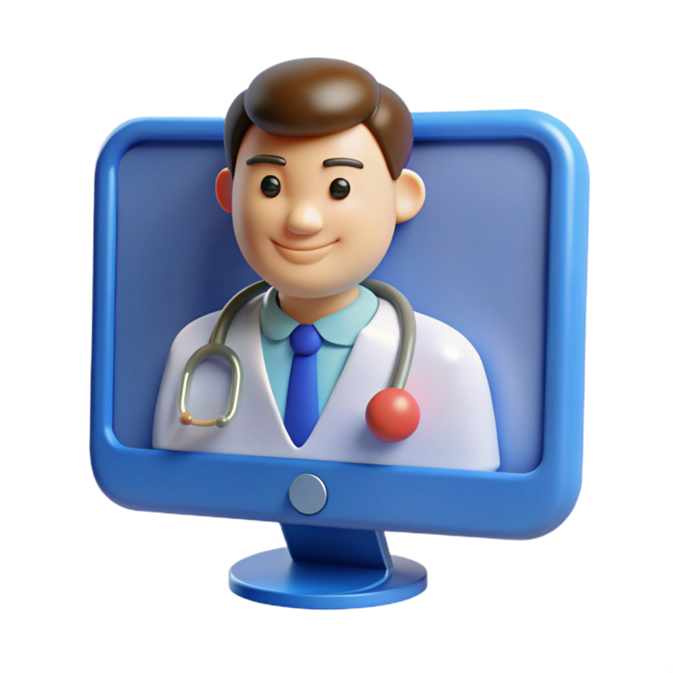 vibrant avant-garde Telemedicine consultation screen with Transparent Background flawless png