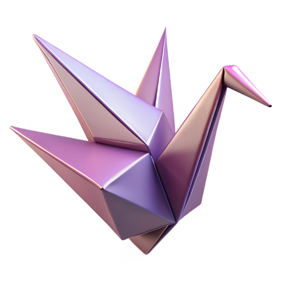 joyful extraordinary Hyper-specific, isolated cutout, concept art style, single, intricate origami crane, folded paper with Transparent Background handcrafted png