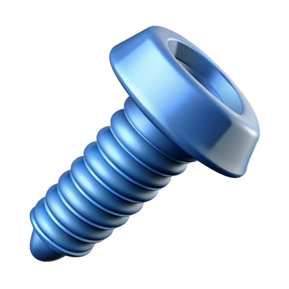 majestic whimsical avant-garde Concept art style, ultra-detailed render of a single screw, isolated cutout with Transparent Background sharp png
