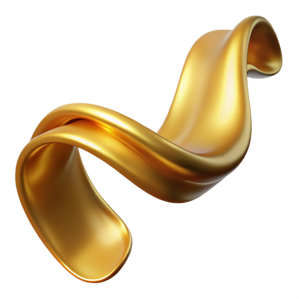 intense magnificent A flowing ribbon of liquid gold, with Transparent Background museum quality png