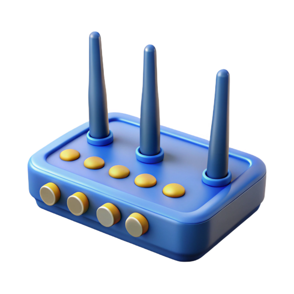 fascinating energetic gothic A network router with multiple antennas with Transparent Background flawless png
