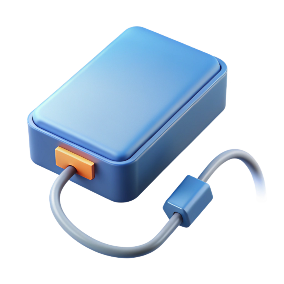elegant rustic External hard drive connected to a computer with Transparent Background studio quality png