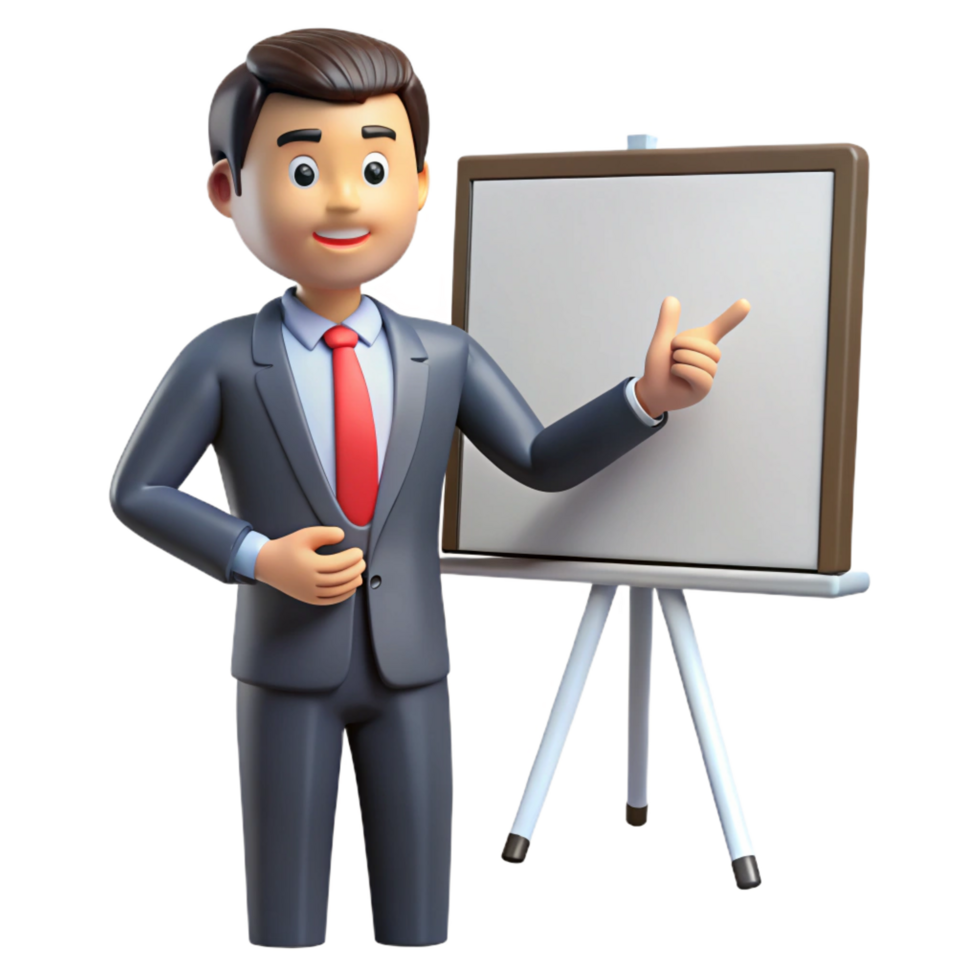 glorious iconic Businessman giving a presentation, with Transparent Background png