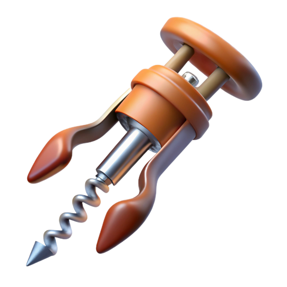 majestic inspired Professional render, hyper-specific, isolated cutout of a vintage corkscrew with Transparent Background png