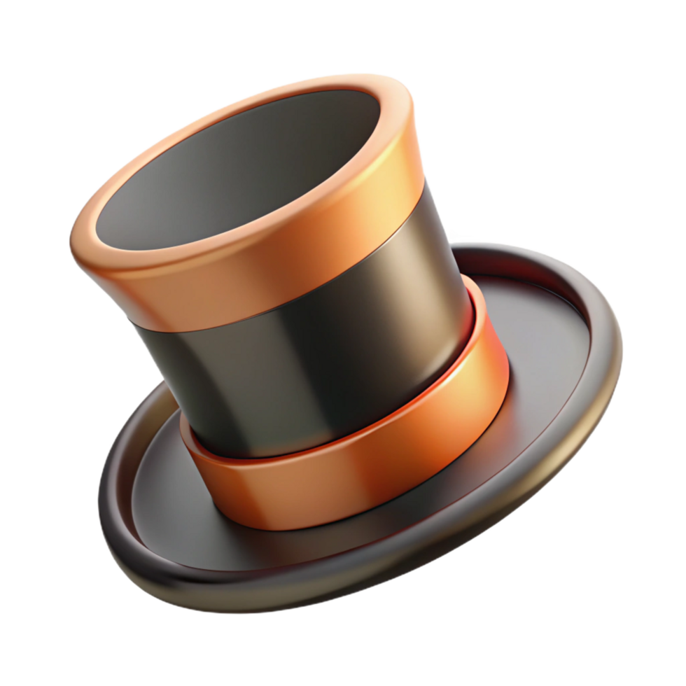 impressive standout Concept art style, isolated cutout of a vintage top hat with Transparent Background png