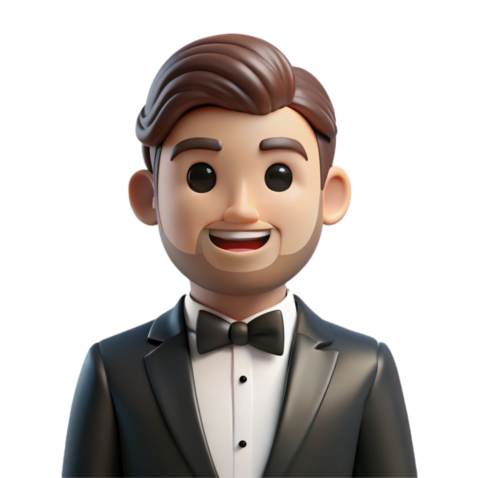 serene sought-after Groom in tuxedo with Transparent Background png