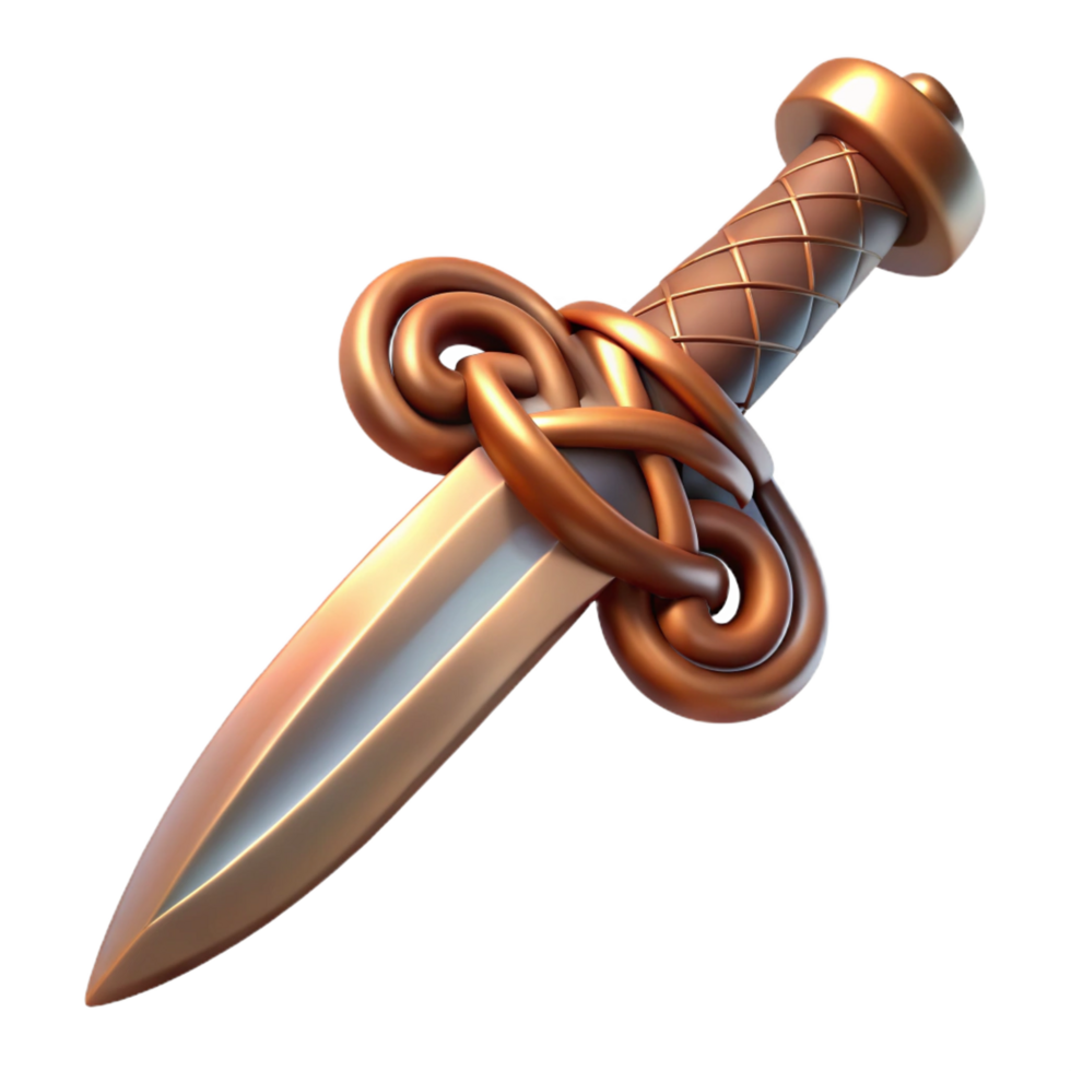 immaculate modern Isolated cutout, hyper-specific, concept art style render of a single Celtic dagger, bronze, ultra-detailed with Transparent Background high resolution png