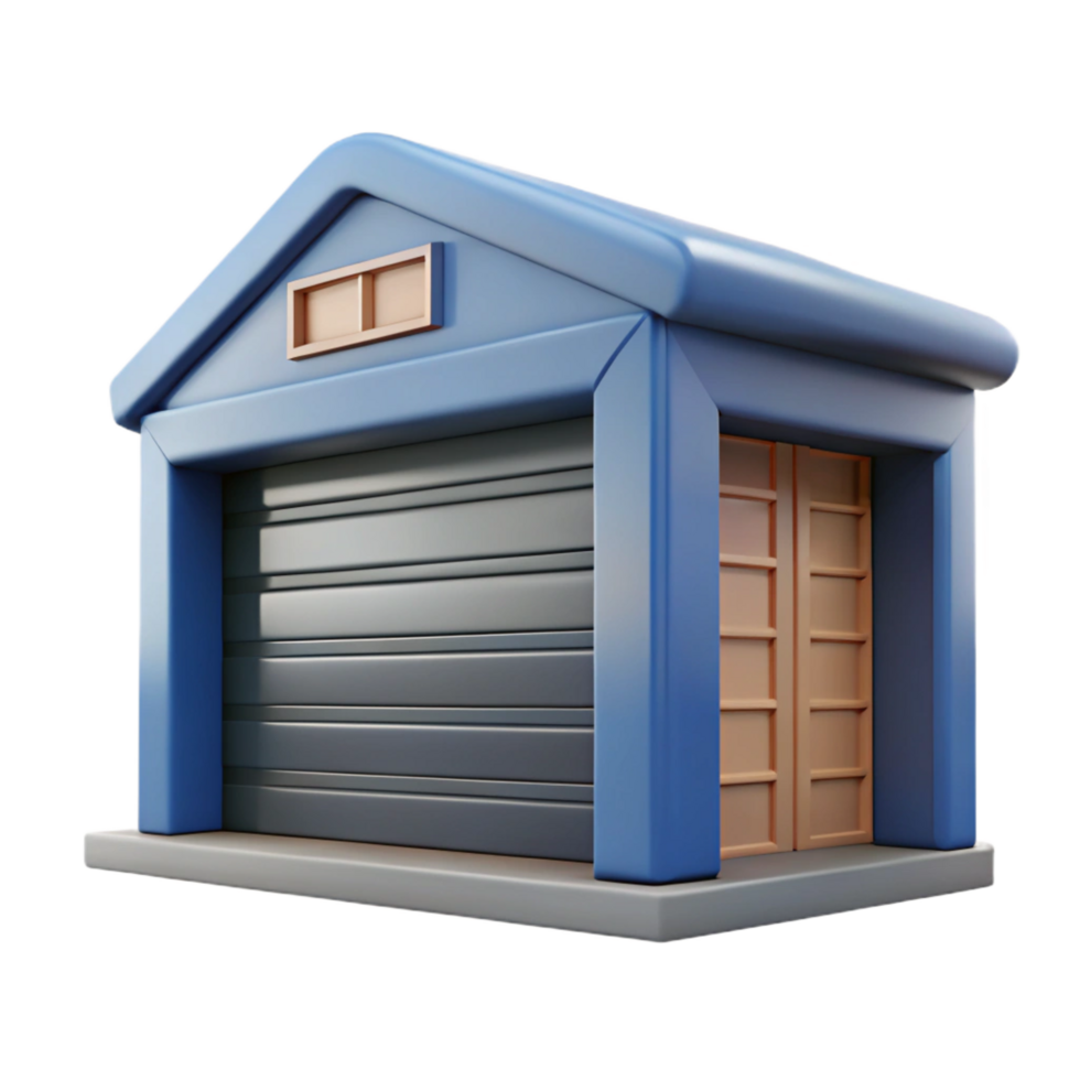 elegant romantic artistic Garage door, sectional panel, with Transparent Background expertly shot png