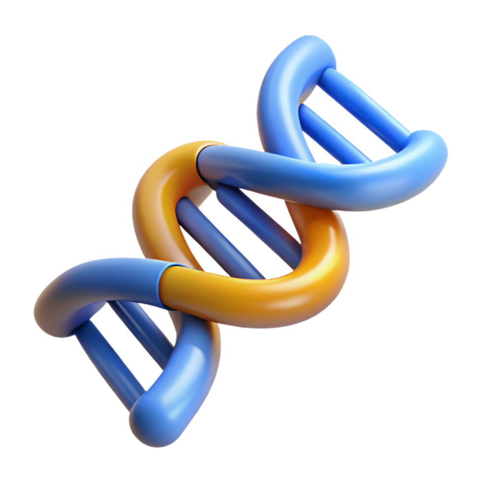 exceptional art deco Hyper-specific professional render of a single DNA molecule with accurate scientific representation with Transparent Background studio quality png