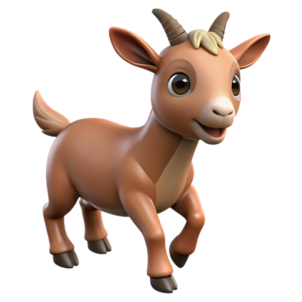 rare bohemian Goat, pygmy, brown, playful, jumping with Transparent Background crisp png