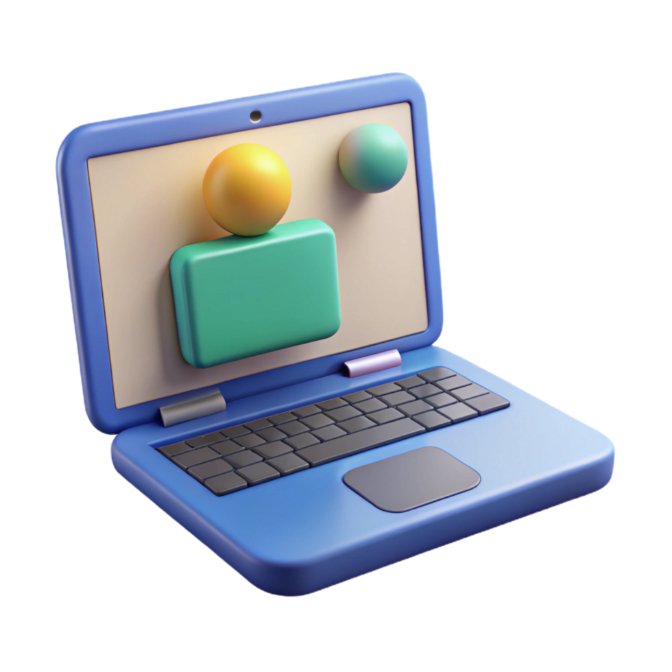 elegant peaceful retro Laptop with conferencing screen with Transparent Background genuine png