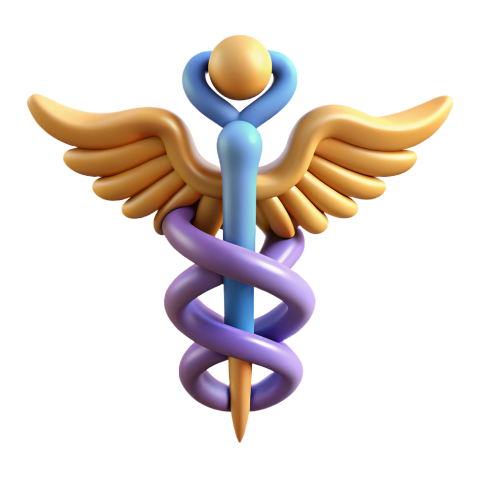 gorgeous melancholic contemporary A medical symbol, caduceus, stylized with Transparent Background authentic png